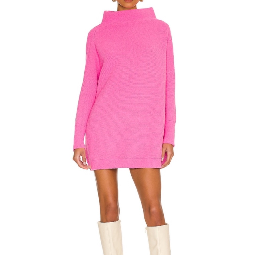 Ottoman Slouchy Tunic Sweater Dress in Electric Pink size small free people